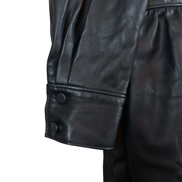 Rebecca Taylor RTR Faux Leather Buttoned Long Sleeve Romper Black Size 6 - Picture 8 of 13